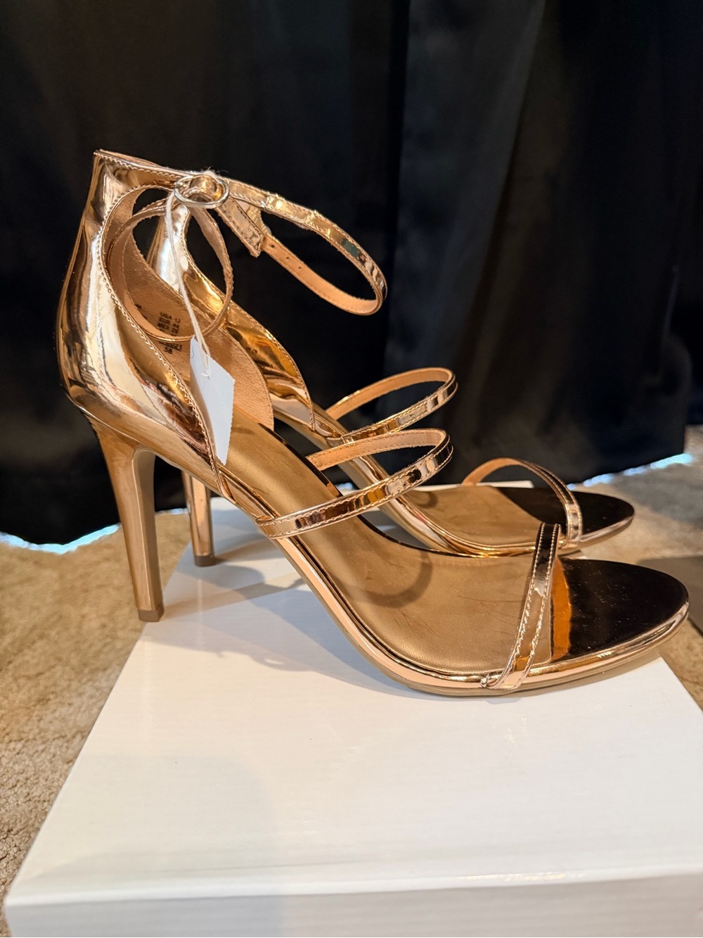 Women's Rose Gold Strappy High Heel Sandals